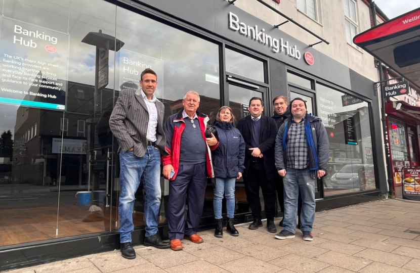 Louie French and local Councillors at Welling Banking Hub
