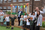 Louie opening new play area at Sherwood Park Primary School